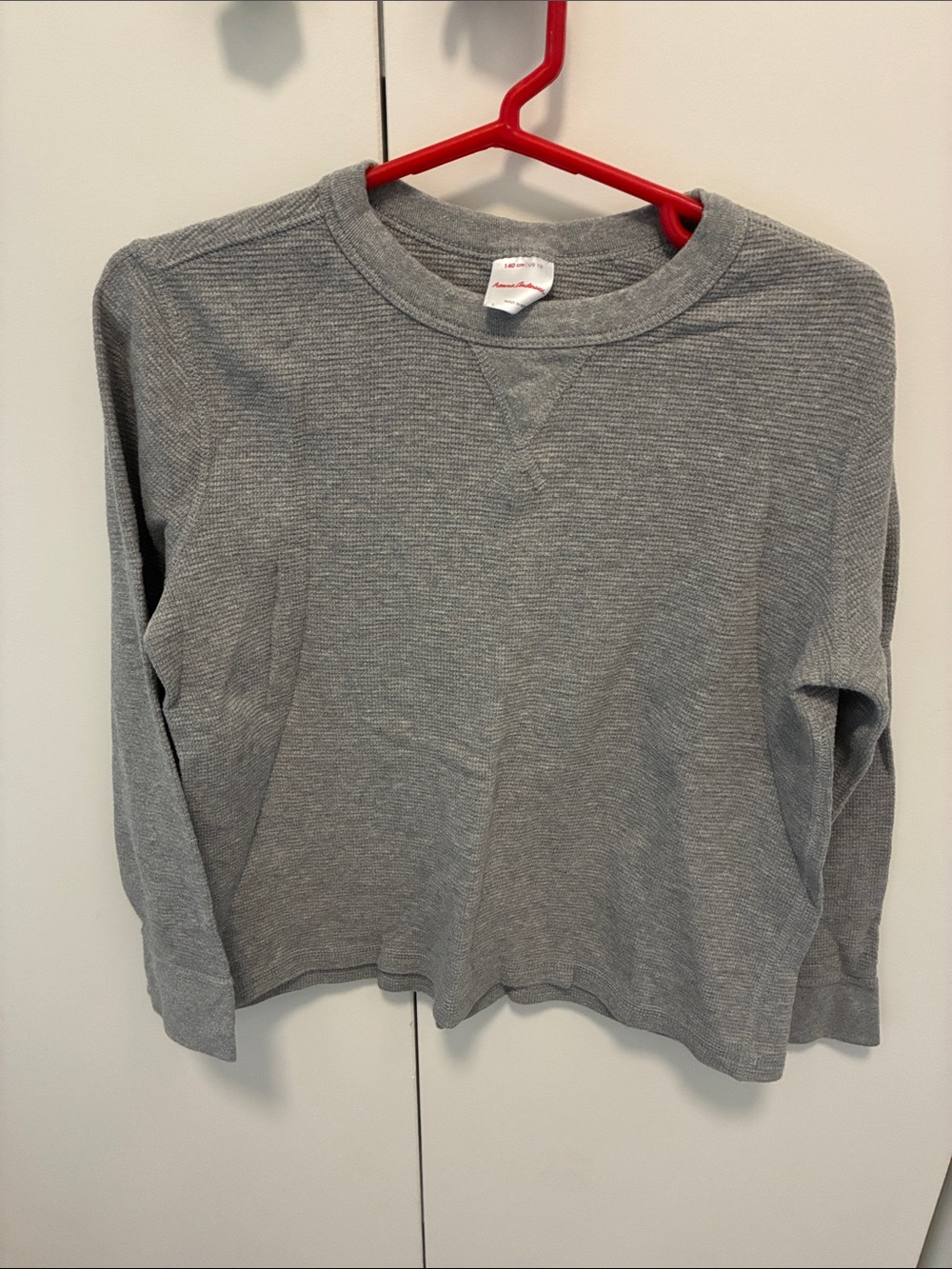 Hanna Andersson Gray Waffle-Knit Crew long sleeve shirt